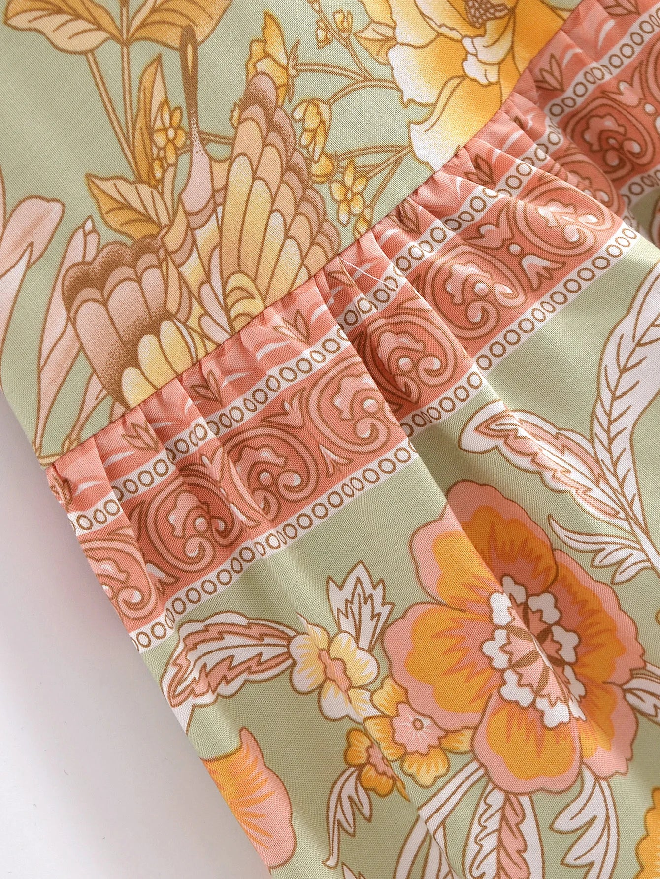 Butterfly Garden Boho Floral Print Maxi Dress