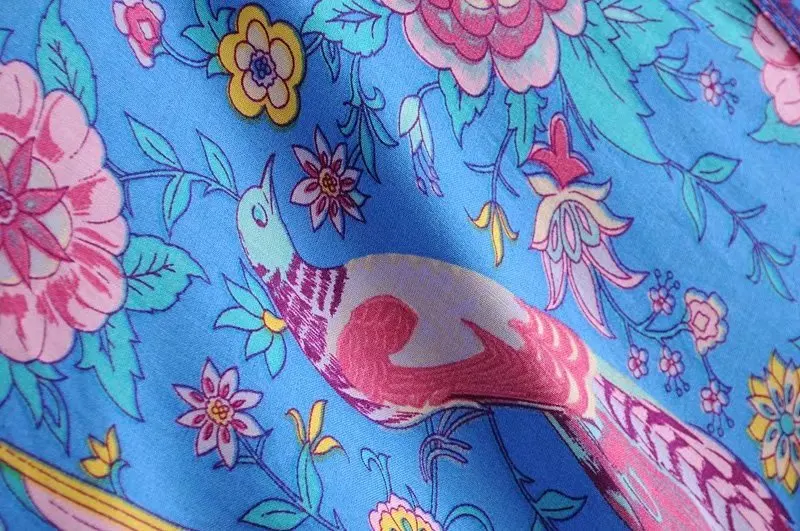 Sapphire Songbird Boho Floral Print Midi Dress