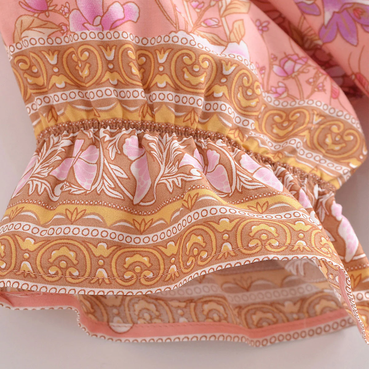 Pretty Pink Butterfly Boho Floral Print Mini Dress