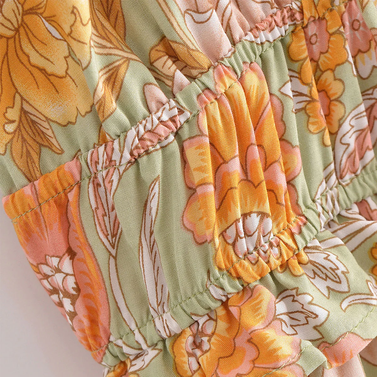 Butterfly Garden Boho Floral Print Midi Dress