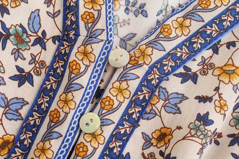 Blooming Meadow Boho Floral Print Midi Dress