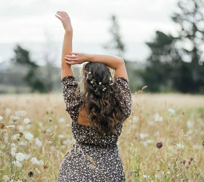 Wild Lavender Boho Floral Print Midi Dress