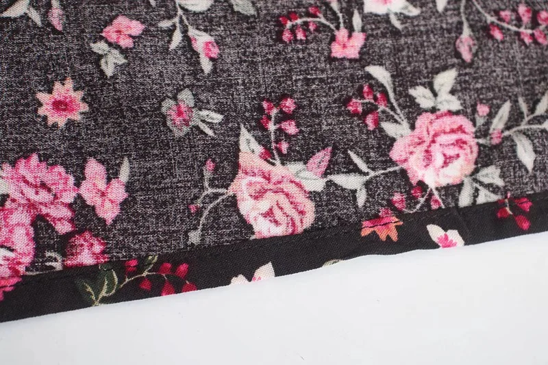 Black Floral Fantasy Boho Floral Print Mini Dress