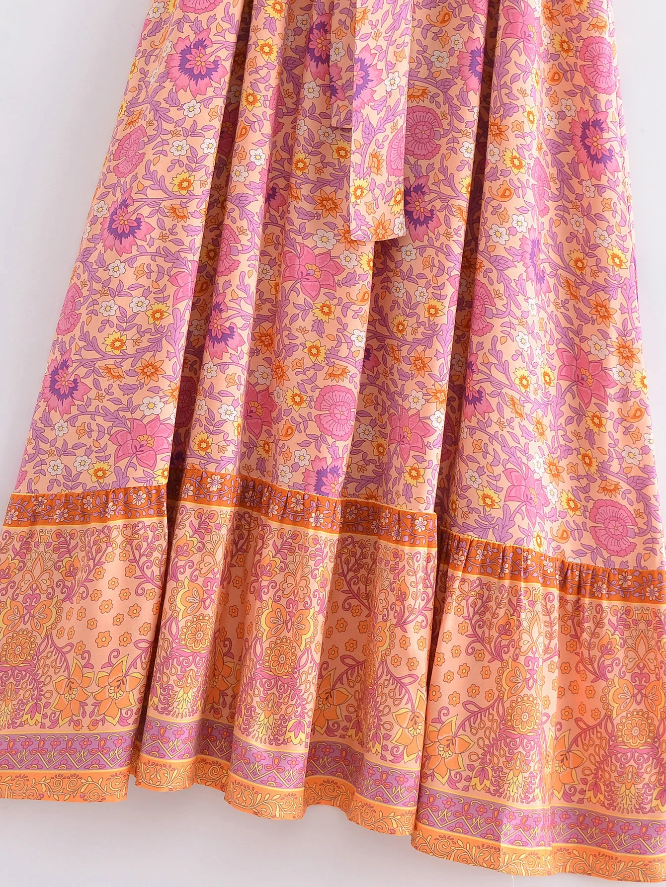 Sweet Orange Boho Floral Print Maxi Dress