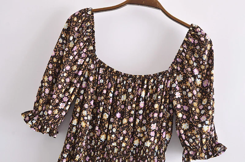 Wild Lavender Boho Floral Print Midi Dress