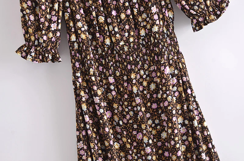 Wild Lavender Boho Floral Print Midi Dress