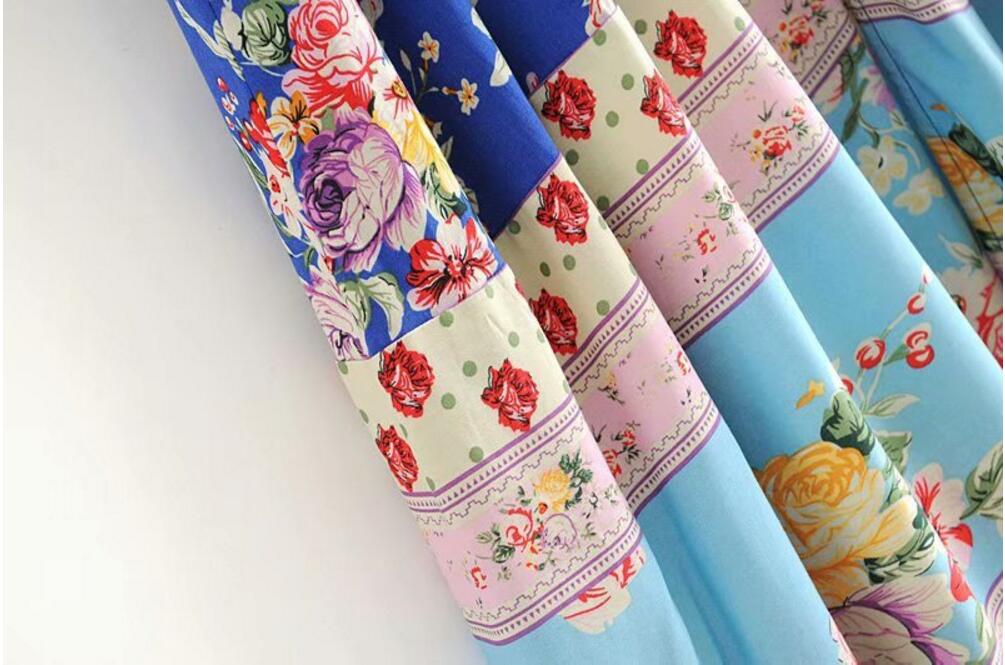 Blissful Blue Boho Floral Print Maxi Dress