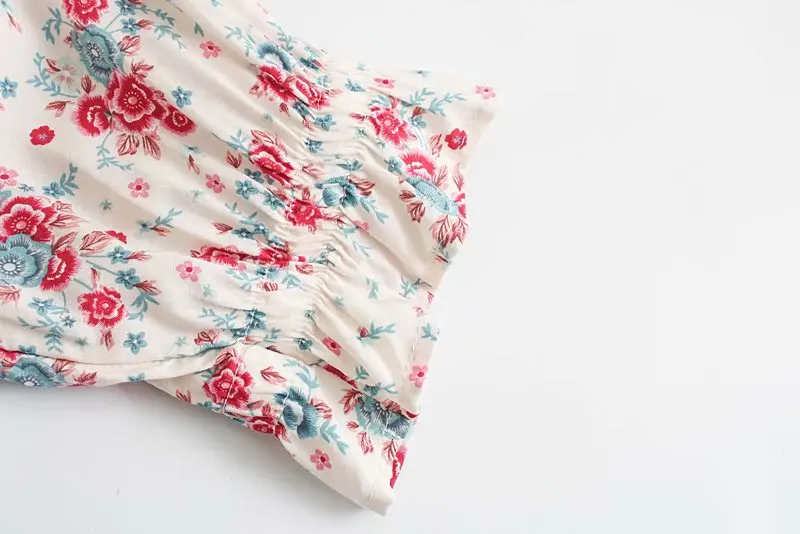 Red Rose Garden Boho Floral Print Maxi Dress