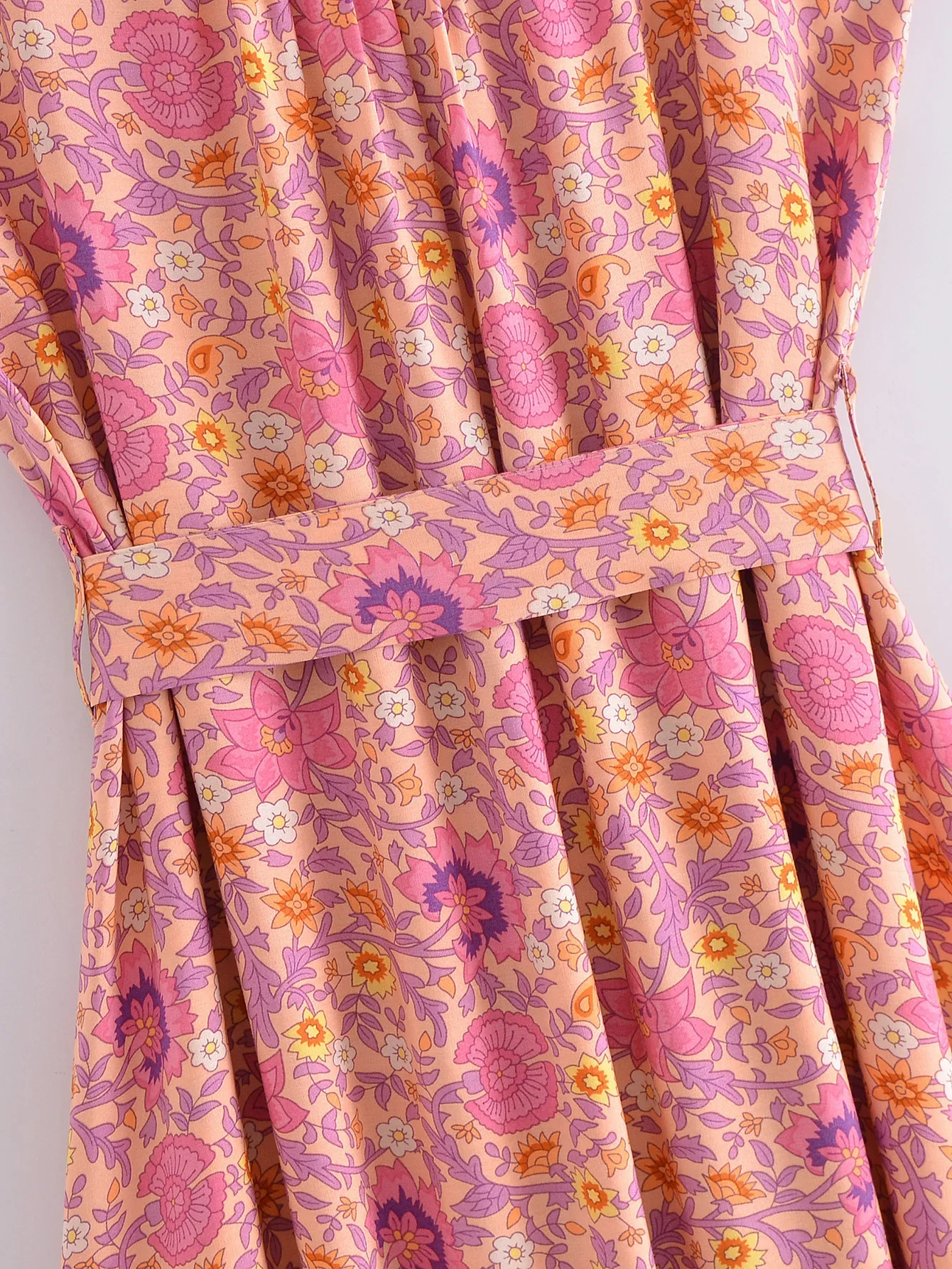 Sweet Orange Boho Floral Print Maxi Dress