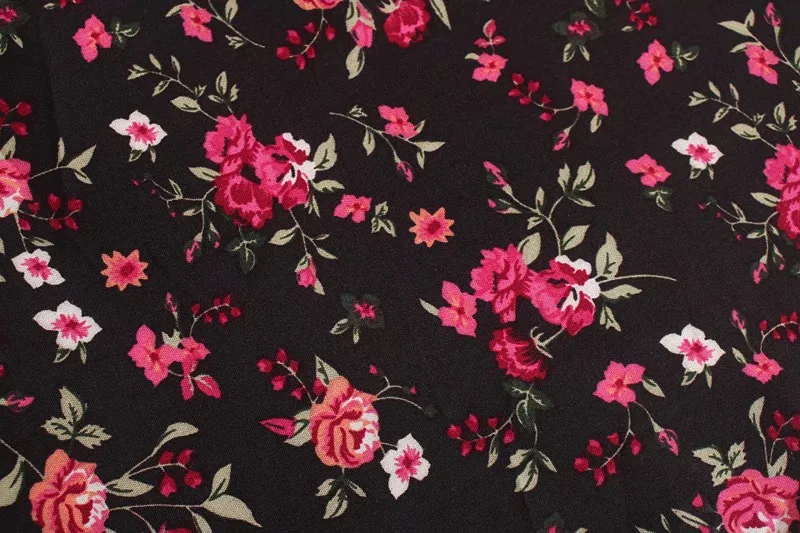 Black Floral Fantasy Boho Floral Print Mini Dress