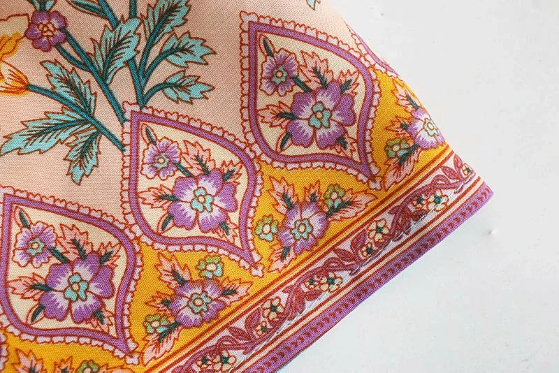 Serene Teal Boho Floral Print Midi Dress