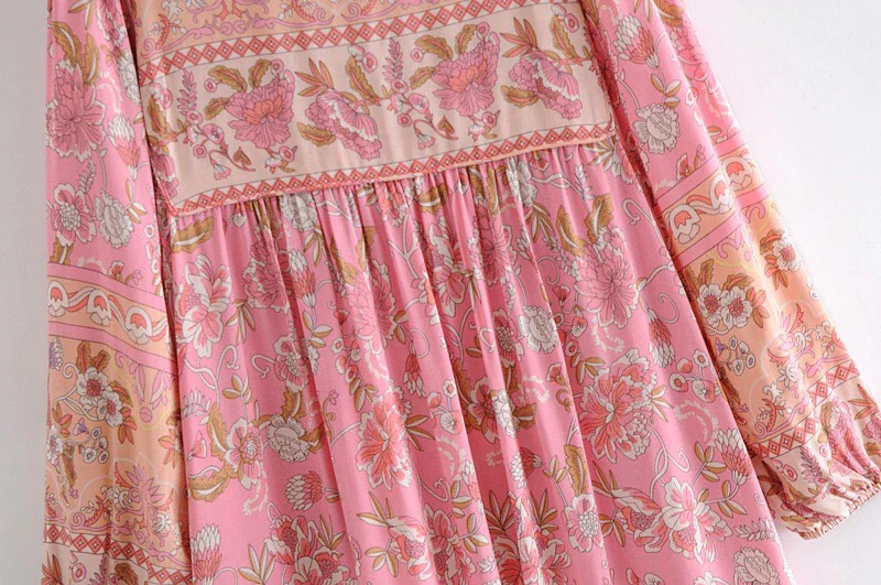 Posy Lane Boho Floral Print Long Sleeve Maxi Dress