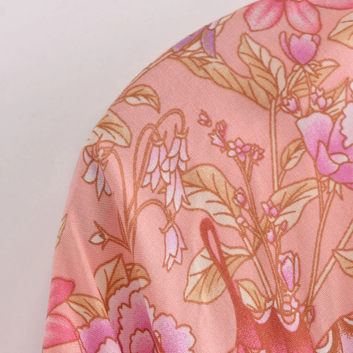 Pretty Pink Butterfly Boho Floral Print Mini Dress