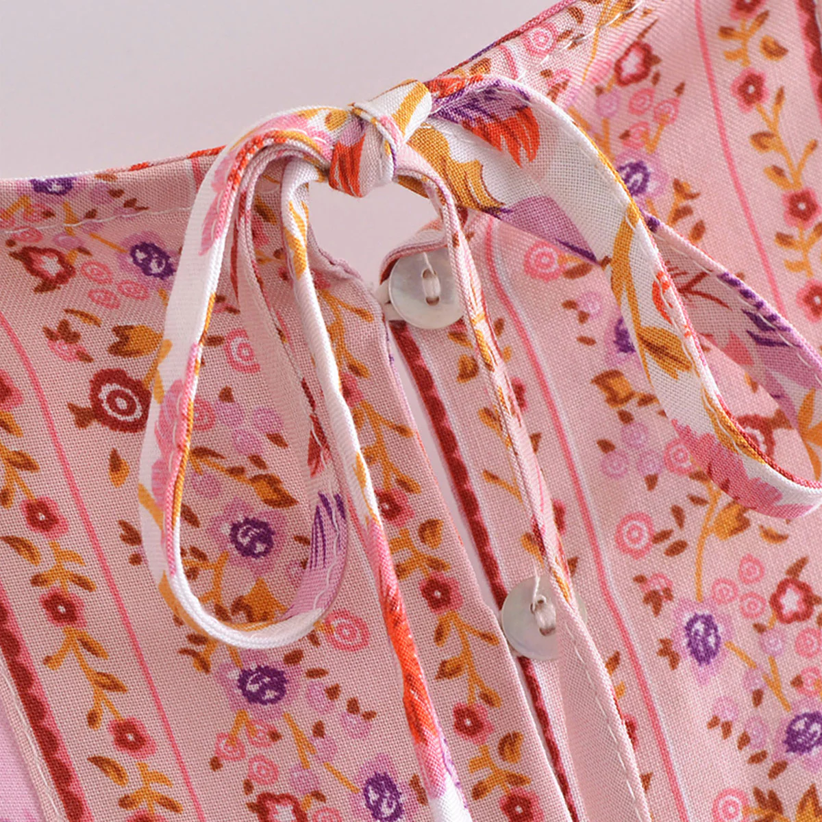 Pink Romance Boho Floral Print Midi Dress