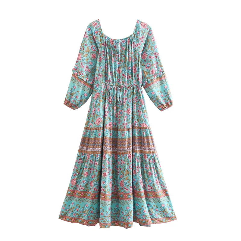 Floral Romance Boho Floral Print Maxi Dress