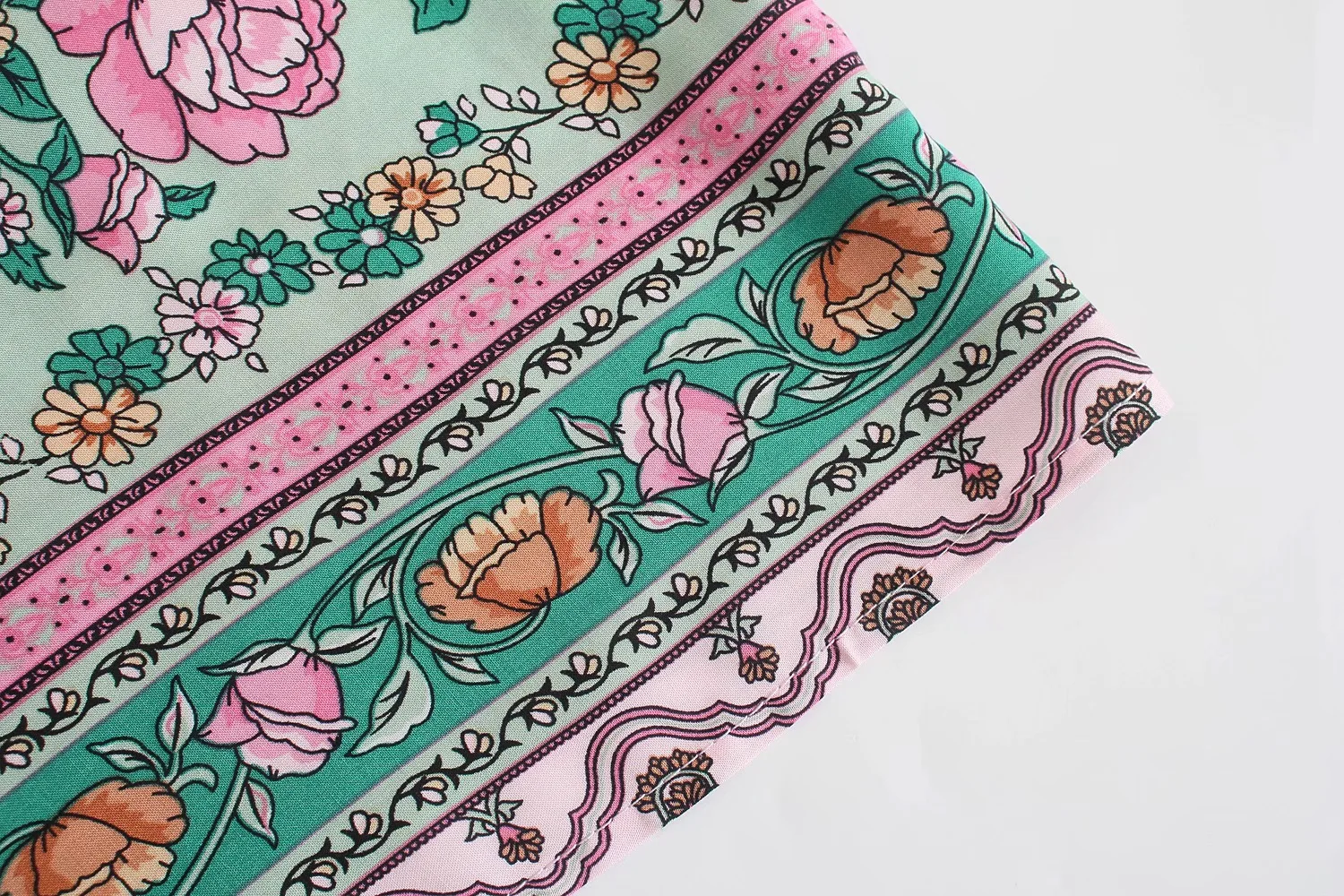 Teal Garden Boho Floral Print Midi Dress