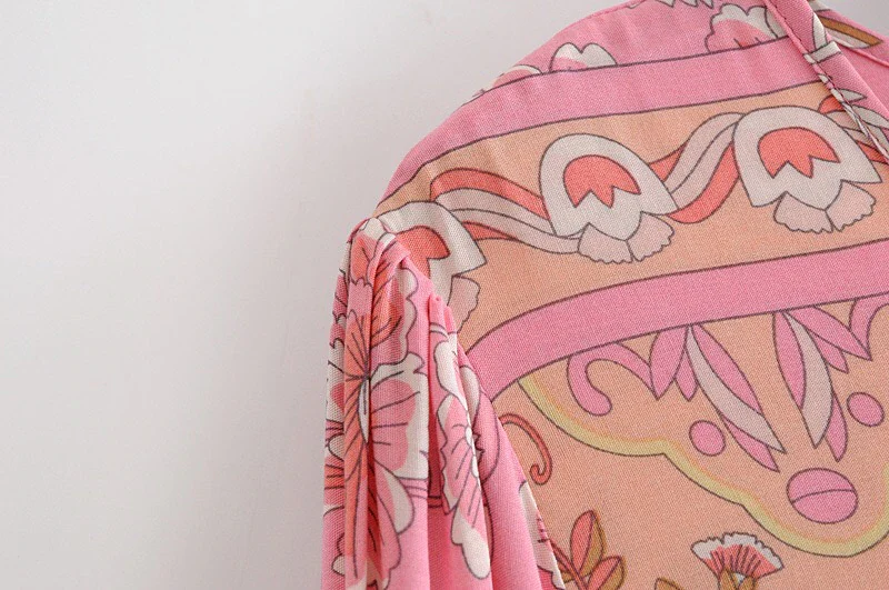 Posy Lane Boho Floral Print Long Sleeve Maxi Dress