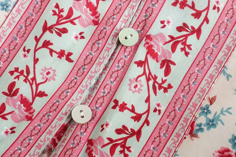 Red Rose Garden Boho Floral Print Maxi Dress