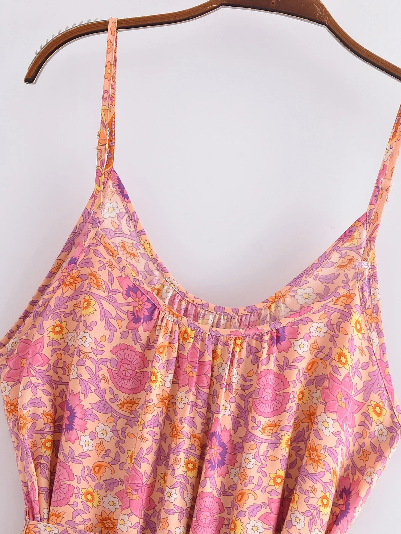 Sweet Orange Boho Floral Print Maxi Dress