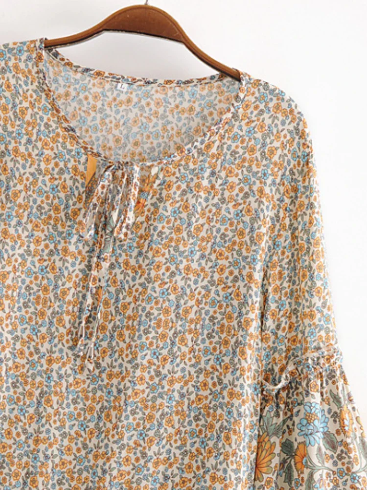 Wild Blooms Boho Floral Print Mini Dress