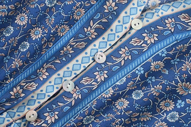 Meadowland Boho Floral Print Midi Dress