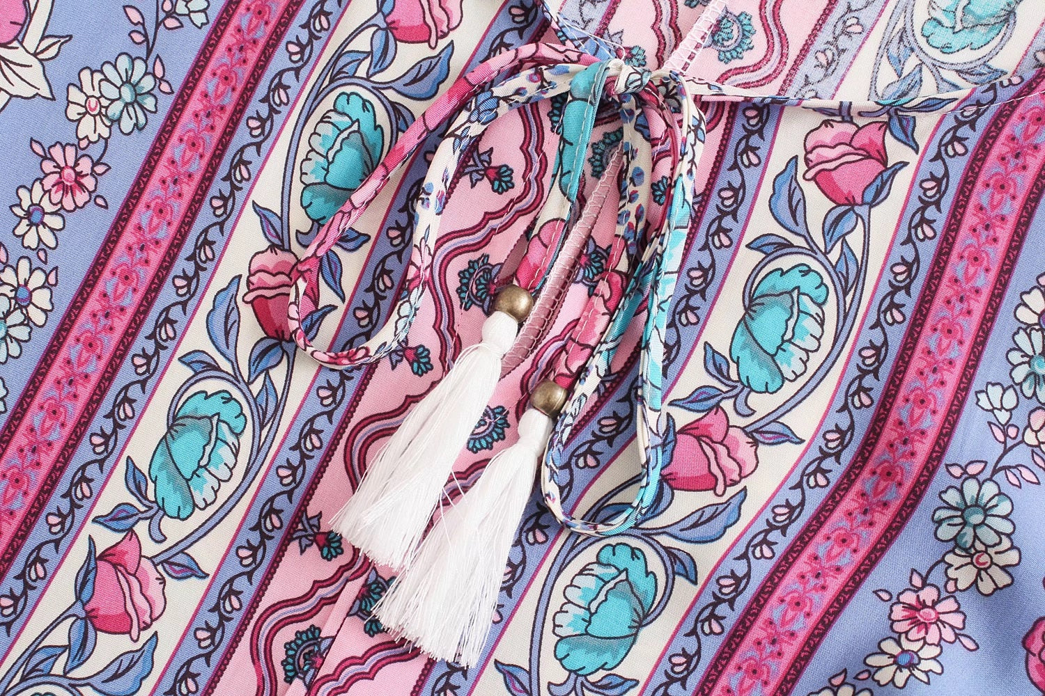 Periwinkle Rose Dream Boho Floral Print Mini Dress