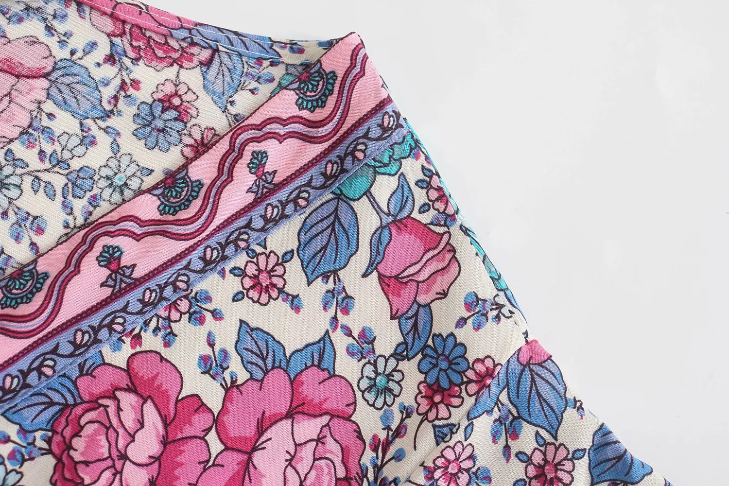 Rose Bloom Boho Floral Print Midi Dress