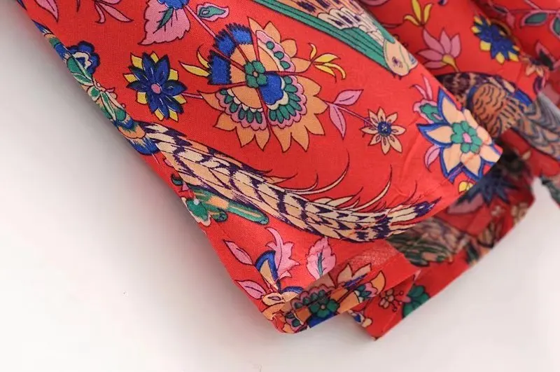 Red Songbird Boho Floral Print Midi Dress