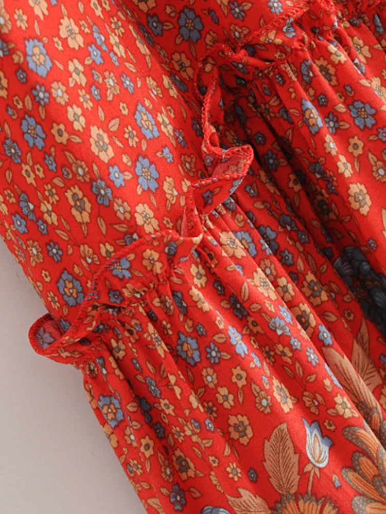 Wild Blooms Boho Floral Print Mini Dress