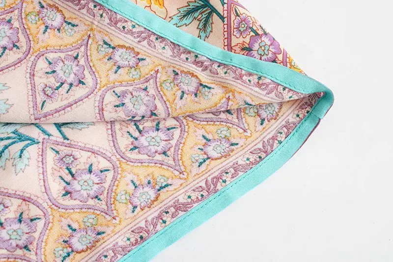 Teal Bloom Boho Floral Print Midi Dress