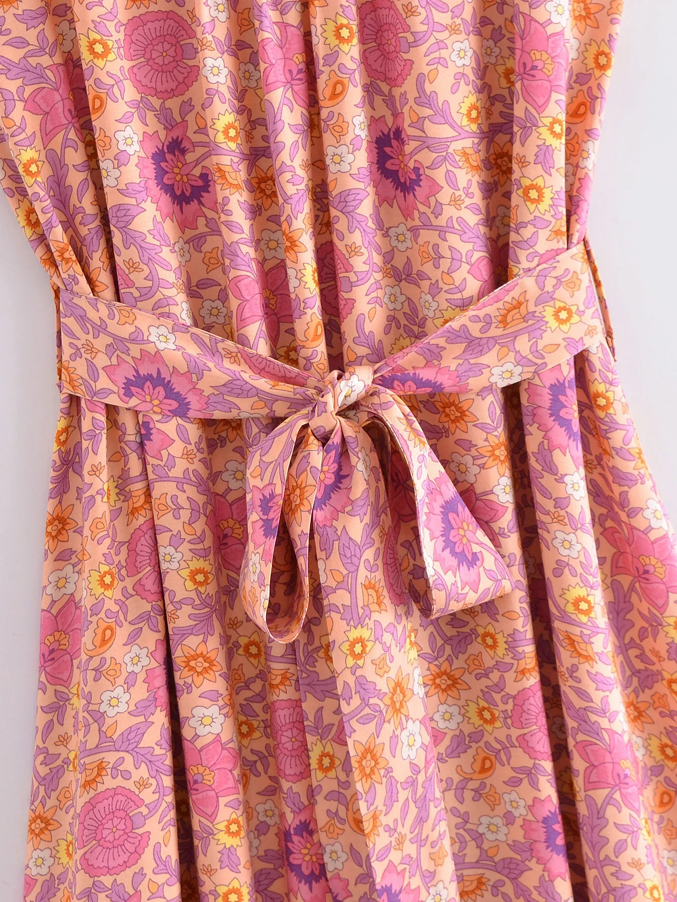 Sweet Orange Boho Floral Print Maxi Dress