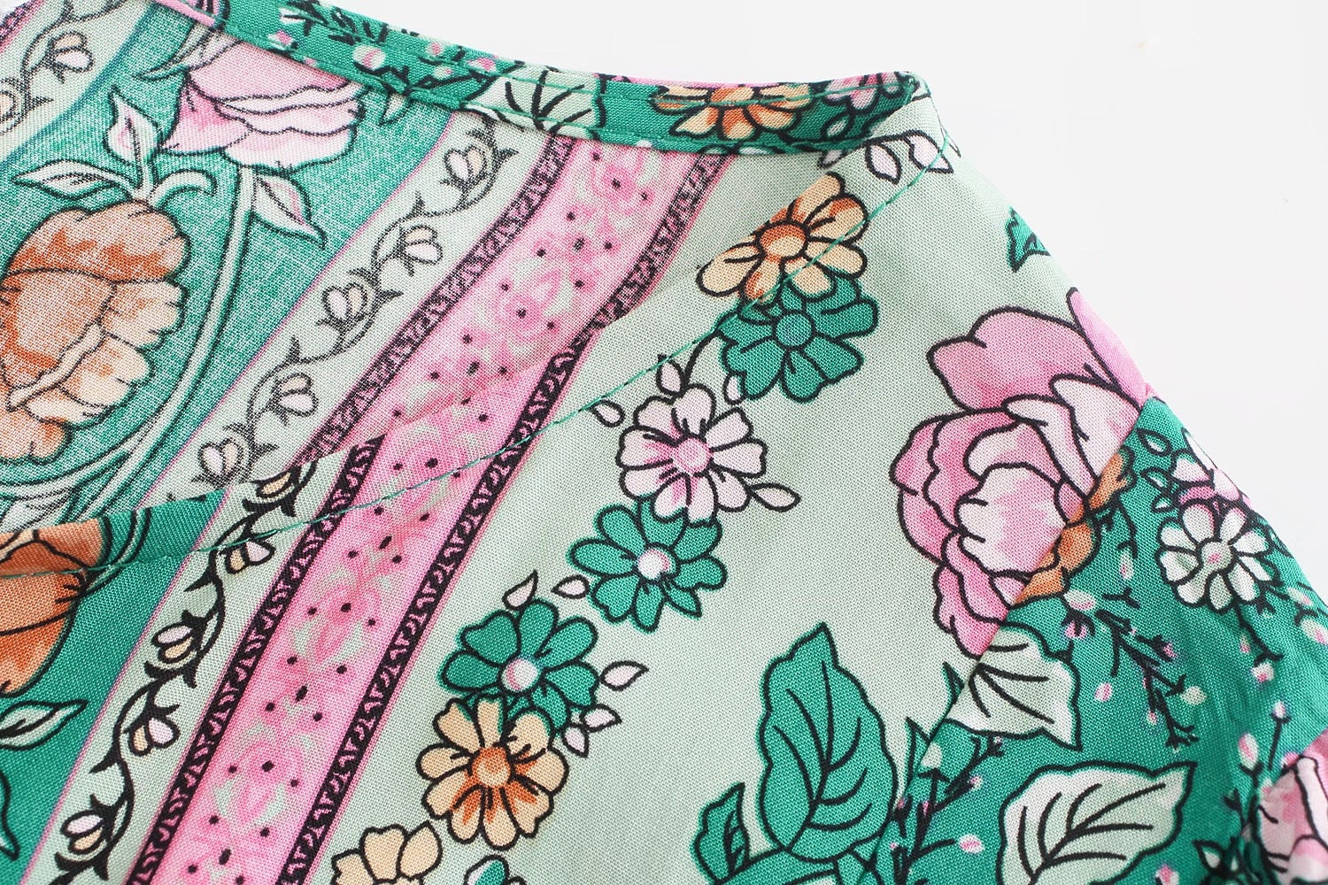 Teal Rose Dream Boho Floral Print Mini Dress