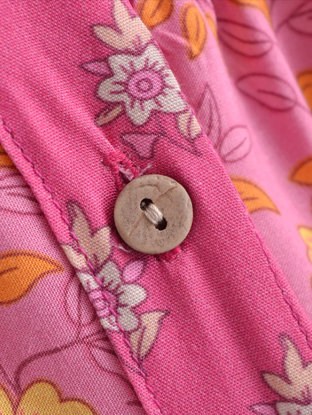 Capri Pink Boho Floral Print Midi Dress