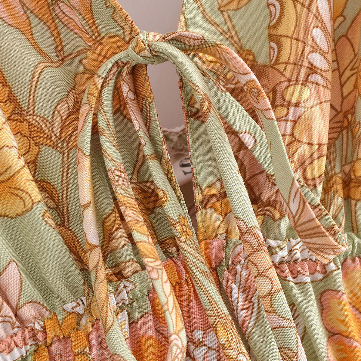 Butterfly Garden Boho Floral Print Midi Dress