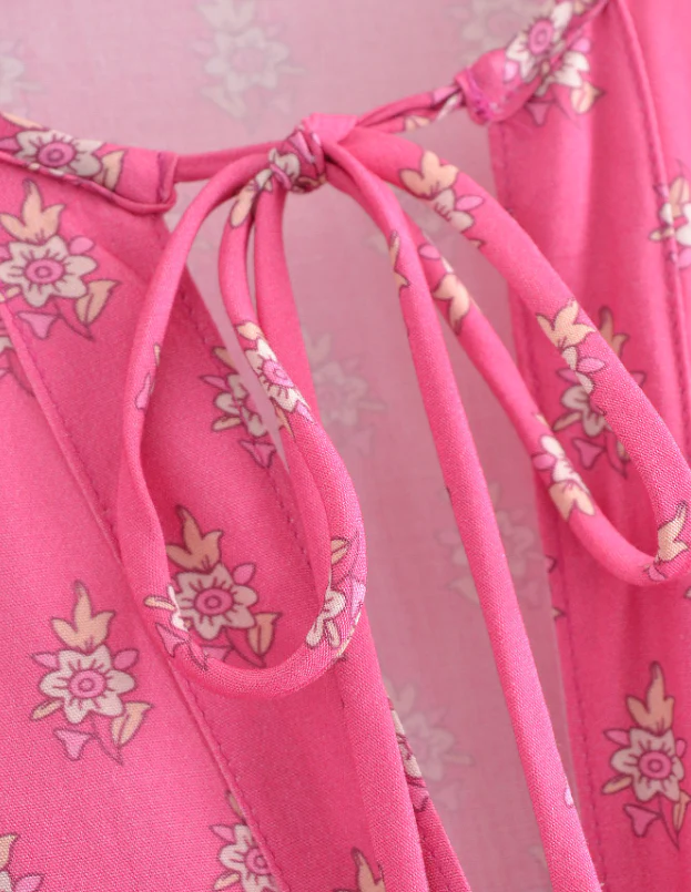 Capri Pink Boho Floral Print Midi Dress