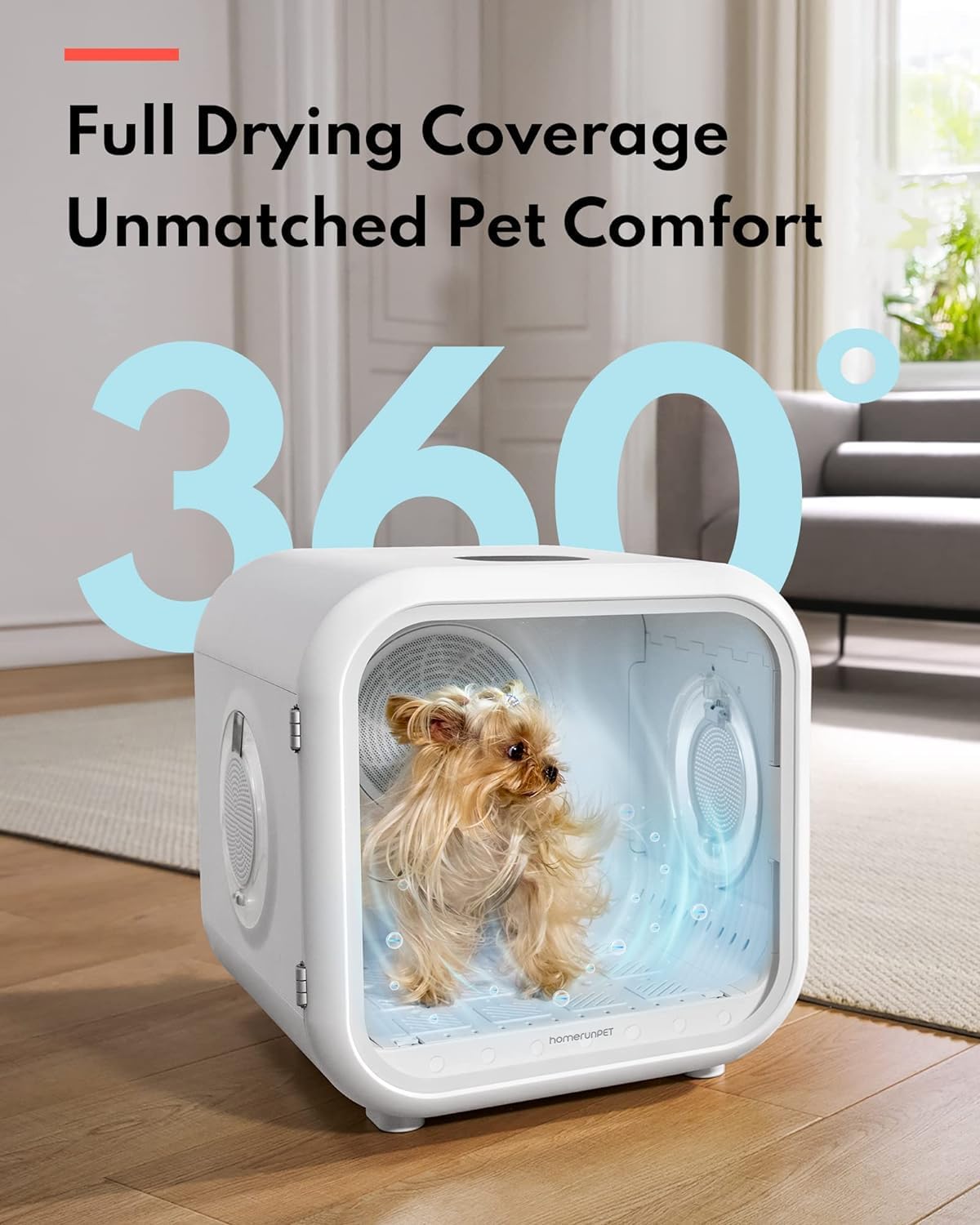 HomeRunPet Drybo Plus Automatic Pet Dryer Box - Ultra Quiet, Smart Temperature Control, 360° Efficient for Cats and Small Dogs, 50 L