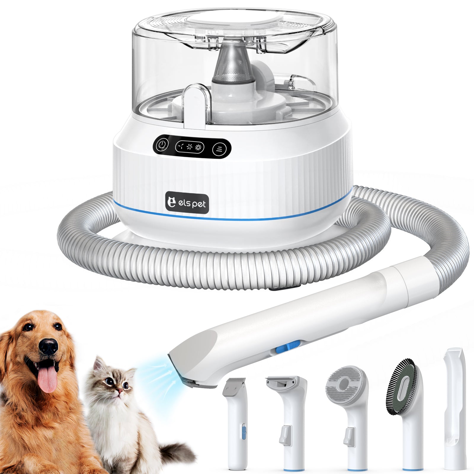 Pet Grooming Vacuum Kit with 5 Grooming Tools