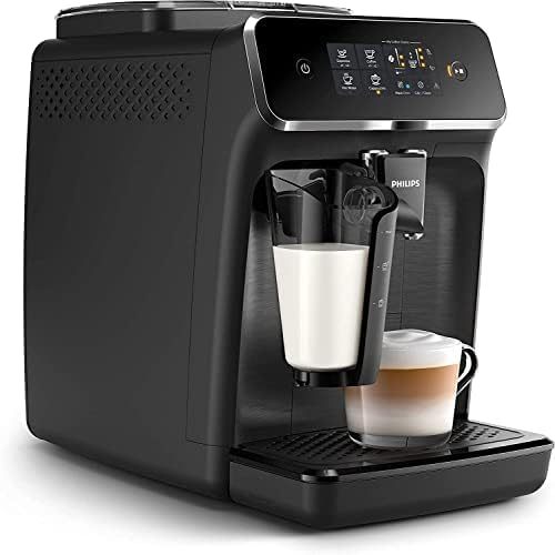 Philips 2200 Series fully automatic espresso machine - LatteGo milk frother, 3 coffee varieties, intuitive touch display, black, (EP2230/14)