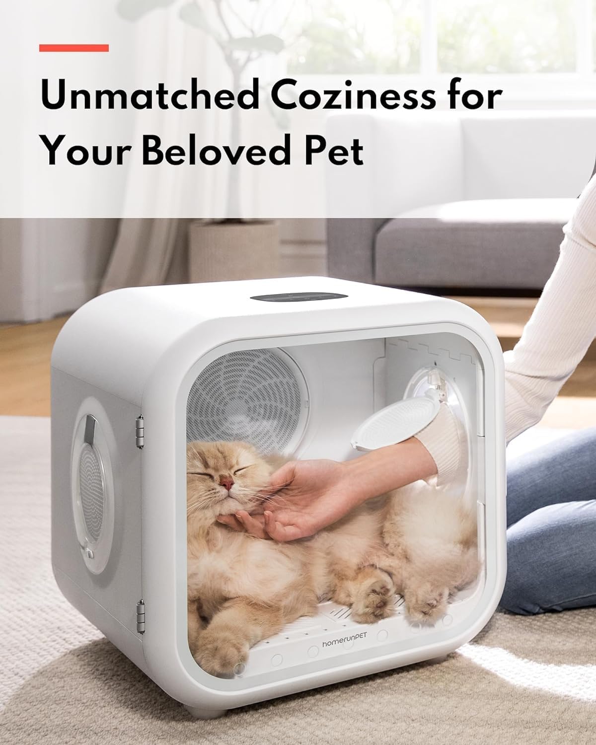 HomeRunPet Drybo Plus Automatic Pet Dryer Box - Ultra Quiet, Smart Temperature Control, 360° Efficient for Cats and Small Dogs, 50 L